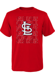 St Louis Cardinals Youth Red Letterman Short Sleeve T-Shirt