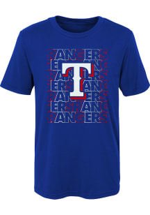 Texas Rangers Boys Blue Letterman Short Sleeve T-Shirt