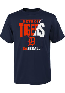 Detroit Tigers Youth Navy Blue Coin Toss Short Sleeve T-Shirt