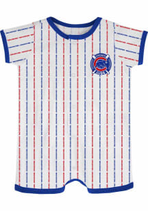Chicago Cubs Baby White Bat Ball Hitter Romper Short Sleeve One Piece