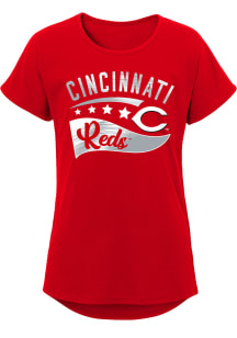 Cincinnati Reds Girls Red Big Wave Short Sleeve Tee