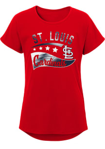 St Louis Cardinals Girls Red Big Wave Short Sleeve Tee