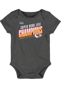 Kansas City Chiefs Baby Grey 2022 Super Bowl Champ Victory Formation Short Sleeve One Piece