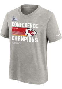 Nike Kansas City Chiefs Youth Grey LR Trophy 2022 Conf Champ Short Sleeve T-Shirt