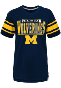 Michigan Wolverines Youth Navy Blue Huddle Up Short Sleeve Fashion T-Shirt
