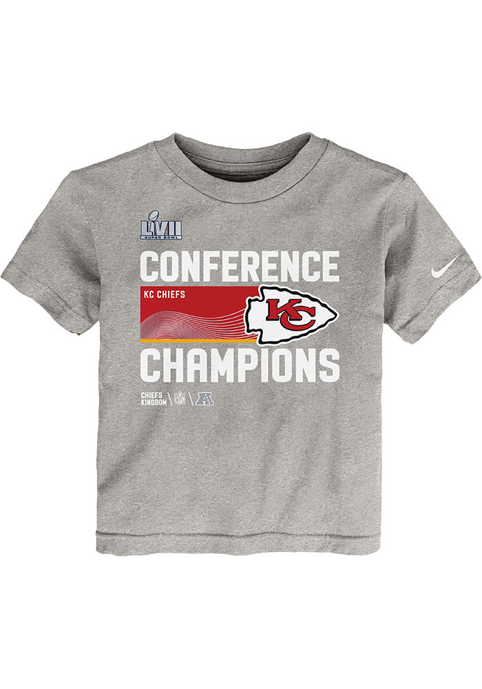 Nike Kansas City Chiefs Toddler Grey LR Trophy 2022 Conf Champ Short Sleeve T-Shirt, Grey, 100% Cotton, Size 2T, Rally House