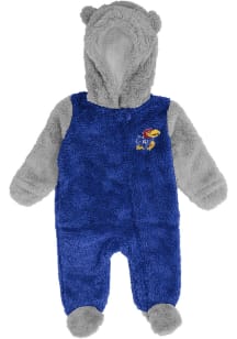 Kansas Jayhawks Baby Blue Game Nap Teddy Fleece Loungewear One Piece Pajamas
