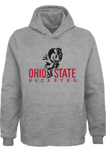 Youth Grey Ohio State Buckeyes Vault Large Logo Long Sleeve Hooded Sweatshirt