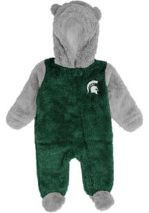Michigan State Spartans Baby Green Game Nap Teddy Fleece Loungewear One Piece Pajamas