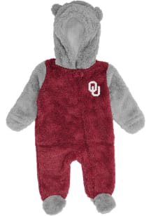Oklahoma Sooners Baby Red Game Nap Teddy Fleece Loungewear One Piece Pajamas