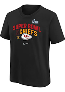 Nike Kansas City Chiefs Youth Black Team Logo Lockup 2022 Super Bowl Bound Short Sleeve T-Shirt