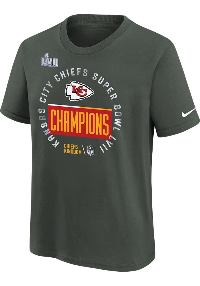 Youth Nike Heather Gray Kansas City Chiefs Super Bowl LVII Champions Roster  T-Shirt