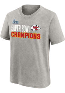 Nike Kansas City Chiefs Youth Grey 2022 Super Bowl Champs Roster Short Sleeve T-Shirt