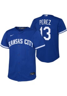 Salvador Perez  Kansas City Royals Boys Blue Alt 3 Replica Baseball Jersey