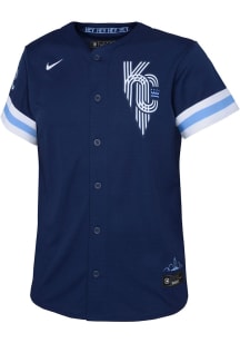 Nike KC Royals Boys Navy Blue City Connect Replica Blank Baseball Jersey