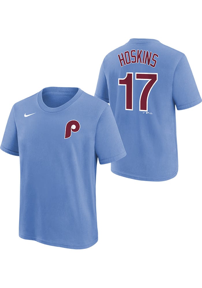 Youth Rhys Hoskins Red Philadelphia Phillies Player T-Shirt