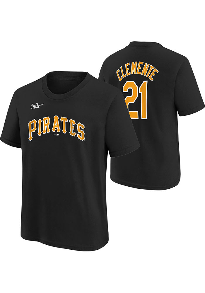 Roberto Clemente Pittsburgh Pirates Youth Black Coop NN Player Tee