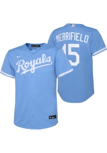 Whit Merrifield  Kansas City Royals Boys Light Blue Alt Replica Baseball Jersey