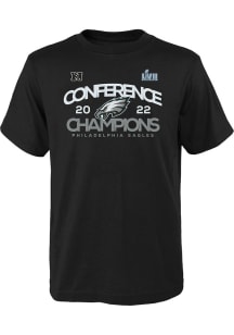 Philadelphia Eagles Youth Black Shadow Cast 2022 Conf Champs Short Sleeve T-Shirt