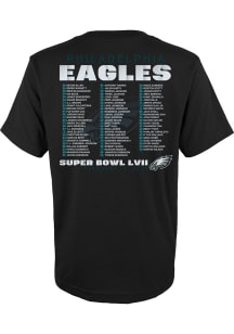 Philadelphia Eagles Youth Black Varsity Team Roster Super Bowl 2022 Bound Short Sleeve T-Shirt