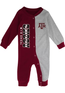 Texas A&amp;M Aggies Baby Maroon Half Time Coverall Long Sleeve One Piece