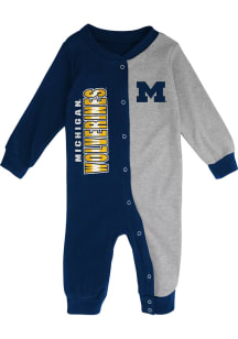 Michigan Wolverines Baby Navy Blue Half Time Coverall Long Sleeve One Piece