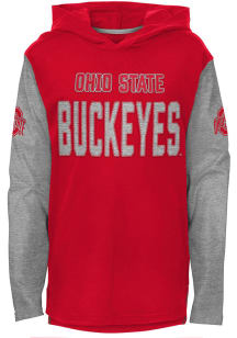 Ohio State Buckeyes Youth Red Heritage Hooded Long Sleeve T-Shirt