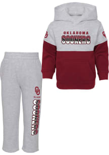 Oklahoma Sooners Infant Red Playmaker Hood Set Top and Bottom