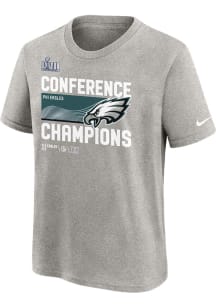 Nike Philadelphia Eagles Youth Grey LR Trophy 2022 Conf Champ Short Sleeve T-Shirt