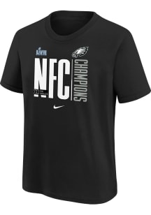 Nike Philadelphia Eagles Youth Black Iconic 2022 Conf Champ Short Sleeve T-Shirt