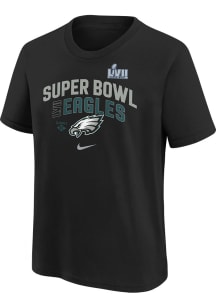 Nike Philadelphia Eagles Youth Black Team Logo Lockup 2022 Super Bowl Bound Short Sleeve T-Shirt