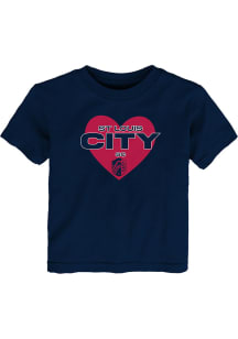St Louis City SC Toddler Girls Navy Blue Bubble Heart Short Sleeve T-Shirt