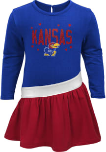 Kansas Jayhawks Baby Girls Blue Heart To Heart Short Sleeve Dress