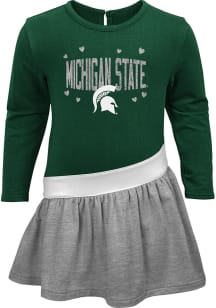Michigan State Spartans Baby Girls Green Heart To Heart Short Sleeve Dress