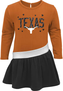 Texas Longhorns Toddler Girls Burnt Orange Heart To Heart Short Sleeve Dresses