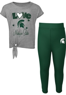 Michigan State Spartans Infant Girls Green Forever Love Set Top and Bottom
