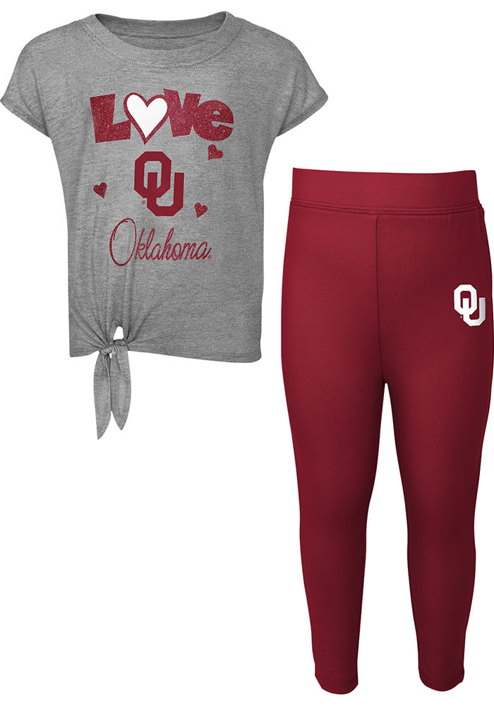 Oklahoma Sooners Infant Girls Cardinal Forever Love Set Top and Bottom