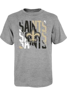 New Orleans Saints Boys Grey Savage Stripes Short Sleeve T-Shirt