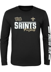 New Orleans Saints Youth Black Race Time Long Sleeve T-Shirt