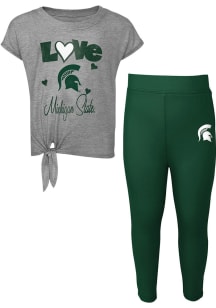 Michigan State Spartans Girls Green Forever Love Set Top and Bottom