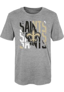New Orleans Saints Youth Grey Savage Stripes Short Sleeve T-Shirt