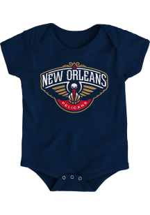 New Orleans Pelicans Baby Navy Blue Primary Logo Short Sleeve One Piece