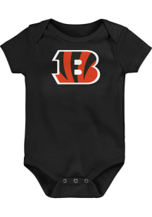 Cincinnati Bengals Baby Black Primary B Logo Short Sleeve One Piece