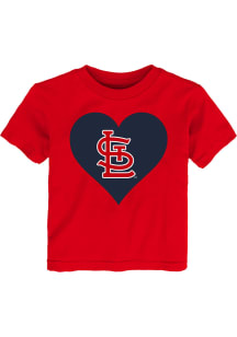 St Louis Cardinals Girls Red Heart Short Sleeve T-Shirt