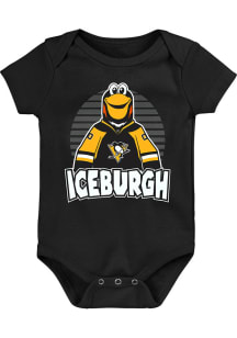 Outer Stuff Iceburgh Pittsburgh Penguins Baby Black Mascot Pride Short Sleeve One Piece