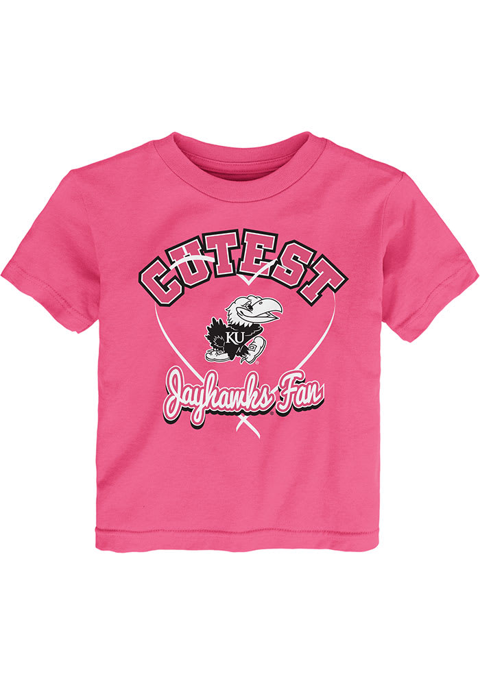 Kansas Jayhawks Toddler Girls Pink Cutest Short Sleeve T-Shirt