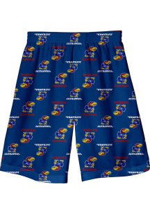 Kansas Jayhawks Youth Blue All Over Logo Short Sleep Pants