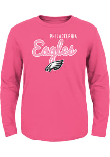 Philadelphia Eagles Toddler Girls Pink Big Game Long Sleeve T Shirt
