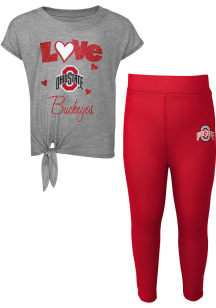 Girls Red Ohio State Buckeyes Forever Love Top and Bottom Set