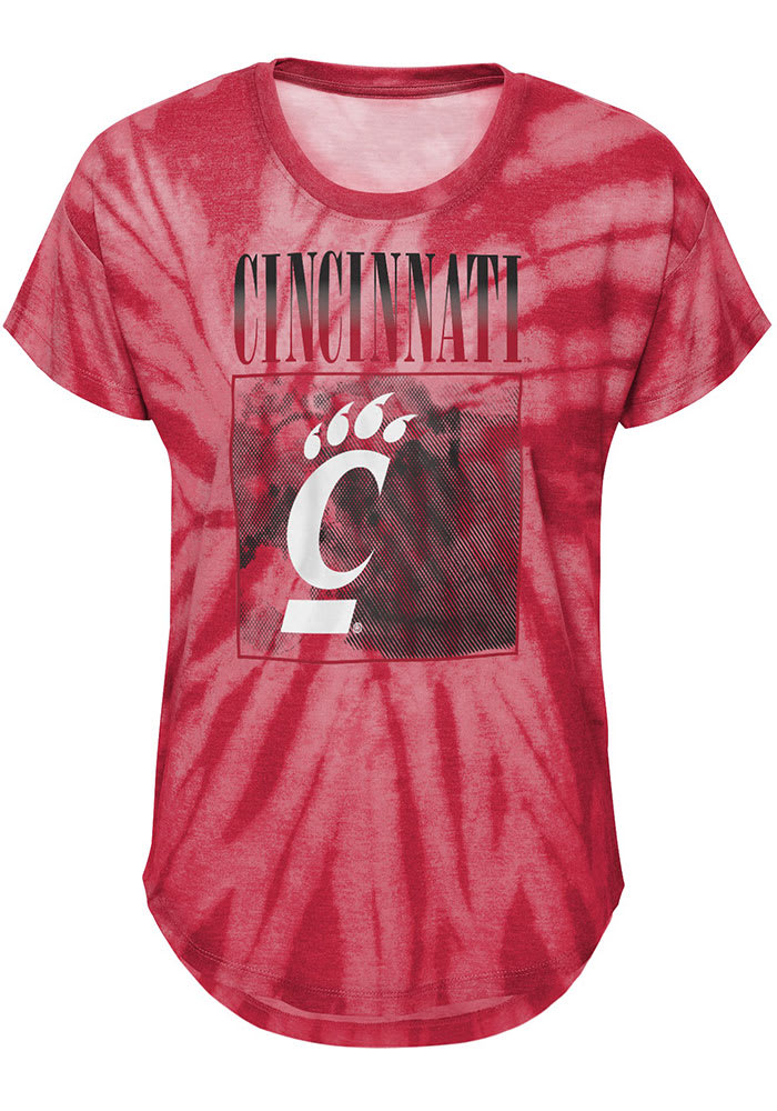 Cincinnati Bearcats Girls Red The Band Tie-Dye Short Sleeve Fashion T-Shirt